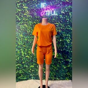 Bright Orange T-Shirt and Shorts Set